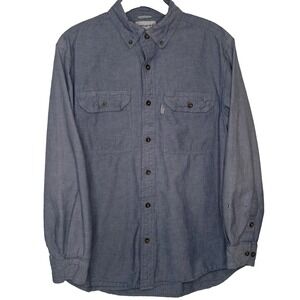 Carhartt S202 Shirt Chambray Blue Mens Med Button Up Relaxed Fit Workwear Casual